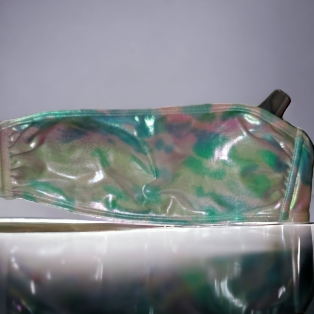NWT Medium Holographic Green Strapless Bikini Top